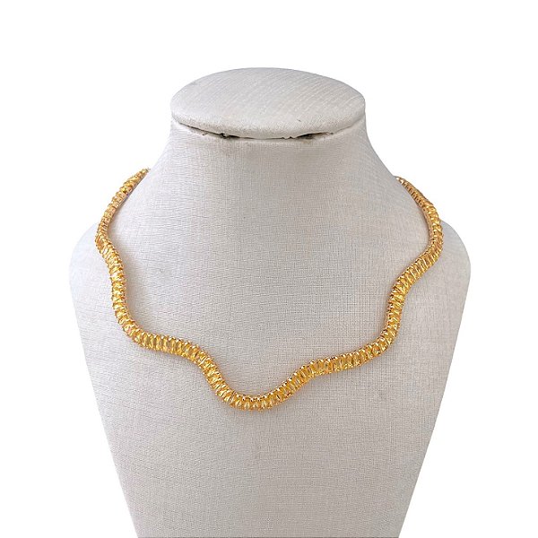 Choker Folheado Ouro 18k e Prata 925 Riviera Ondulada
