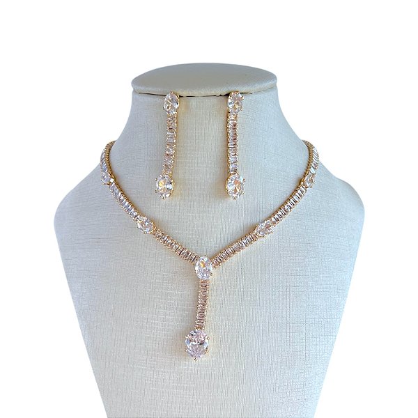 Conjunto Folheado Ouro 18k Riviera Pontos de Luz
