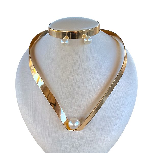 Conjunto Aro Bijuteria Pérola