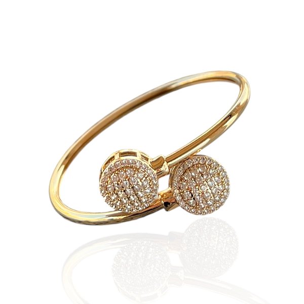Bracelete Folheado Ouro 18k e Prata 925 Redondo Cravejado