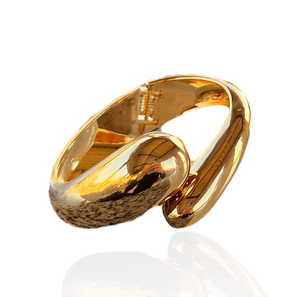 Bracelete Folheado Ouro 18k e Prata 925 Abaulado Gota Dupla