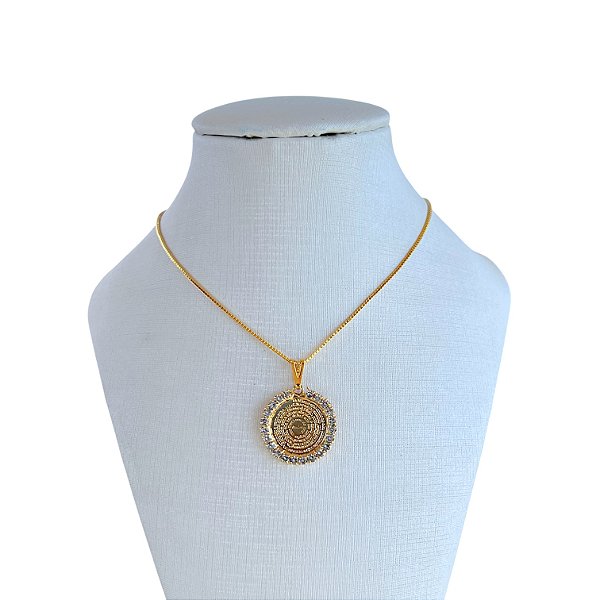 Colar Folheado Ouro 18k Pai Nosso Strass