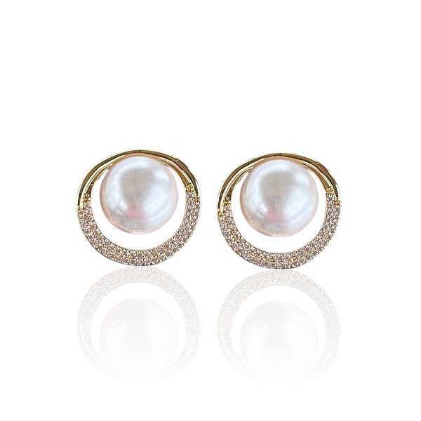 Brinco Folheado Ouro 18k e Prata 925 Pérola Cravejada
