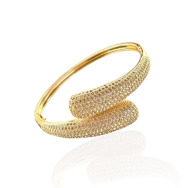 Bracelete Folheado Ouro 18k e Prata 925 Gota Dupla Cravejada