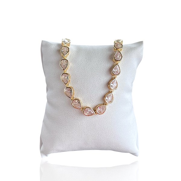 Pulseira Folheada Ouro 18k e Prata 925 Gotas Cristais