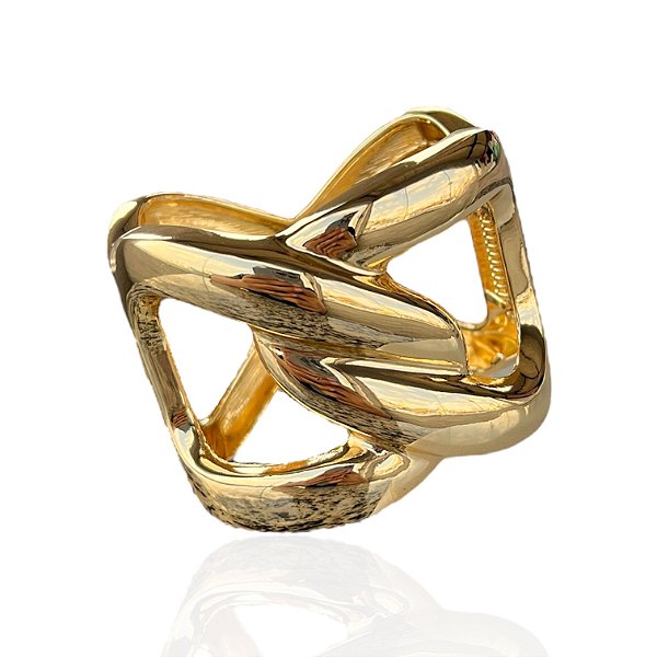 Bracelete Folheado Ouro 18k e Prata 925 Abaulado Trançado