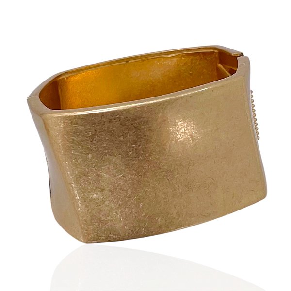 Bracelete Folheado Ouro 18k e Prata 925 Abaulado Quadrado Fosco