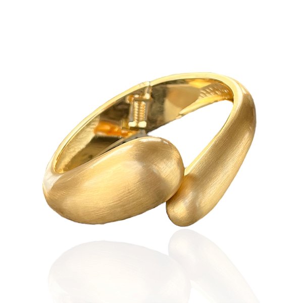 Bracelete Folheado Ouro 18k e Prata 925 Abaulado Gota Dupla Fosco