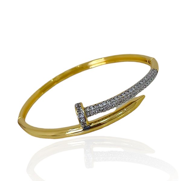 Bracelete Folheado Ouro 18k Inspired Prego Cravejado