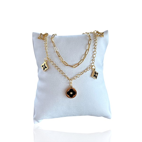 Pulseira Bijuteria Dupla Dourada e Prata Inspired Aço Inoxidável