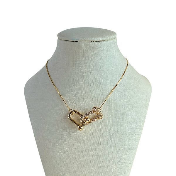 Colar Folheado Ouro 18k Elos Inspired Cravejado