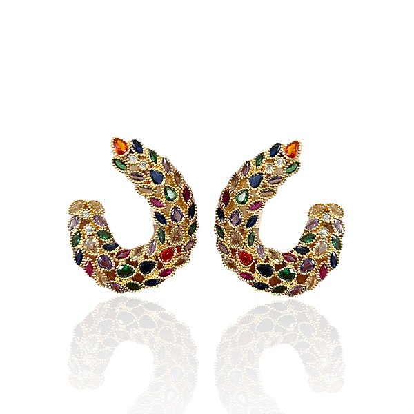 Brinco Folheado Ouro 18k e Prata 925 Vírgula Cravejada
