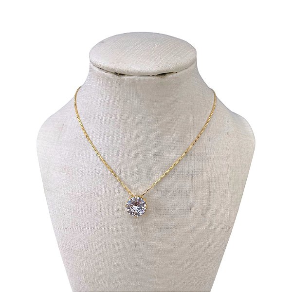 Colar Folheado Ouro 18k e Prata 925 Ponto de Luz Redondo Passante