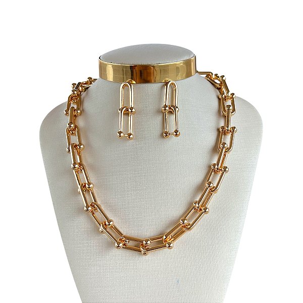 Conjunto Folheado Ouro 18K e Prata 925 Elos