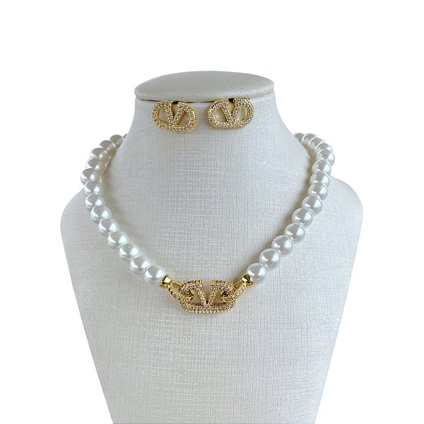Conjunto Folheado Ouro 18k e Prata 925 Inspired Cravejado