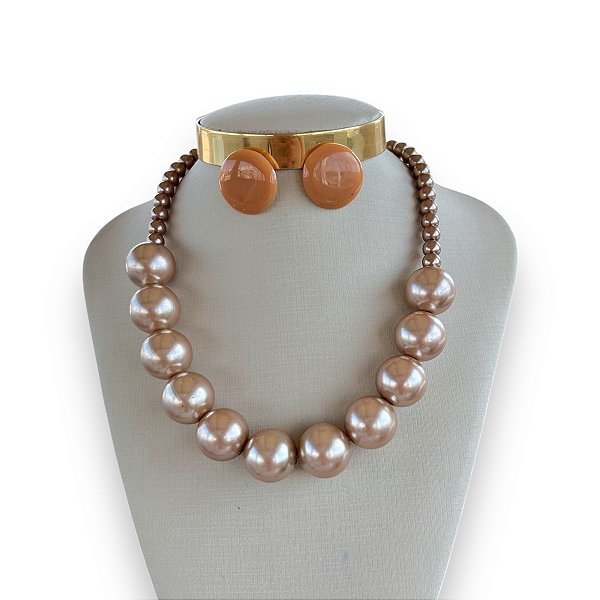 Conjunto Brinco & Colar Esferas