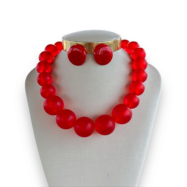 Conjunto Brinco & Colar Esferas