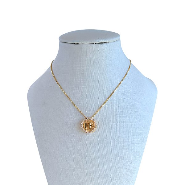 Colar Folheado Ouro 18k Fé Cravejado