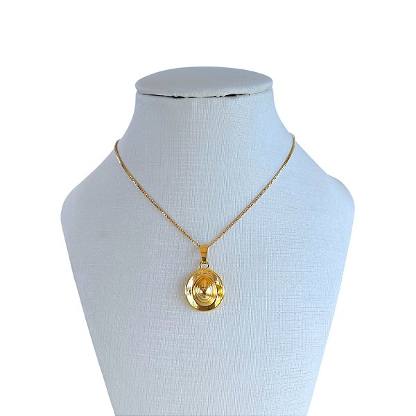 Colar Folheado Ouro 18k Country Chapéu