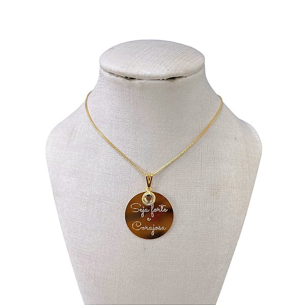 Colar Folheado Ouro 18k Seja Forte e Corajosa