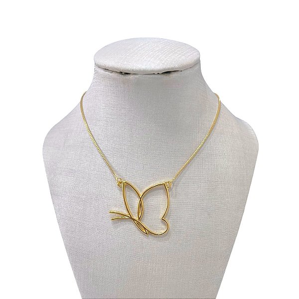 Colar Folheado Ouro 18k e Prata 925 Borboleta
