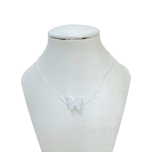Colar Folheado Ouro 18k Fio de Silicone Borboleta