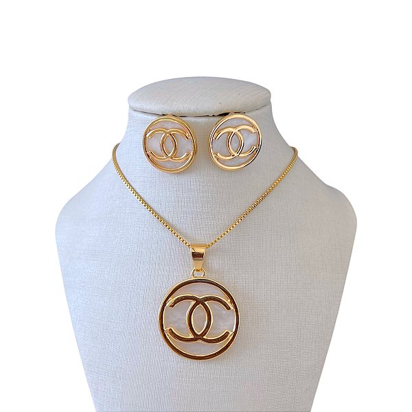 Conjunto Folheado Ouro 18k e Prata 925 Inspired Madrepérola X