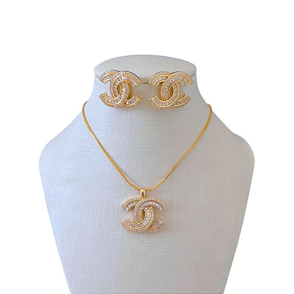 Conjunto Folheado Ouro 18k e Prata 925 Inspired Cravejado X