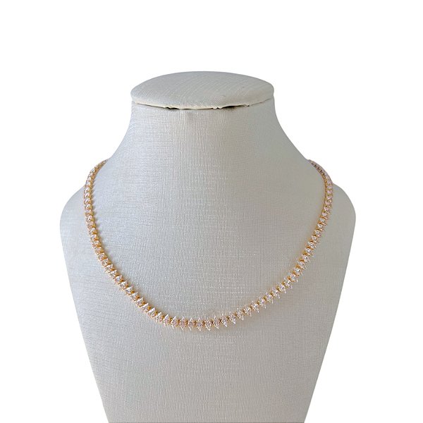 Choker Folheado Ouro 18k e Prata 925 Riviera Navetes