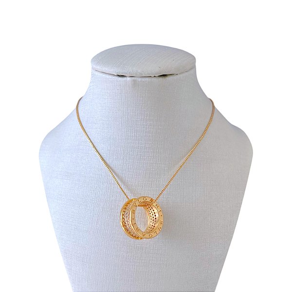 Colar Folheado Ouro 18k e Prata 925 Mandala Inspired Cravejado