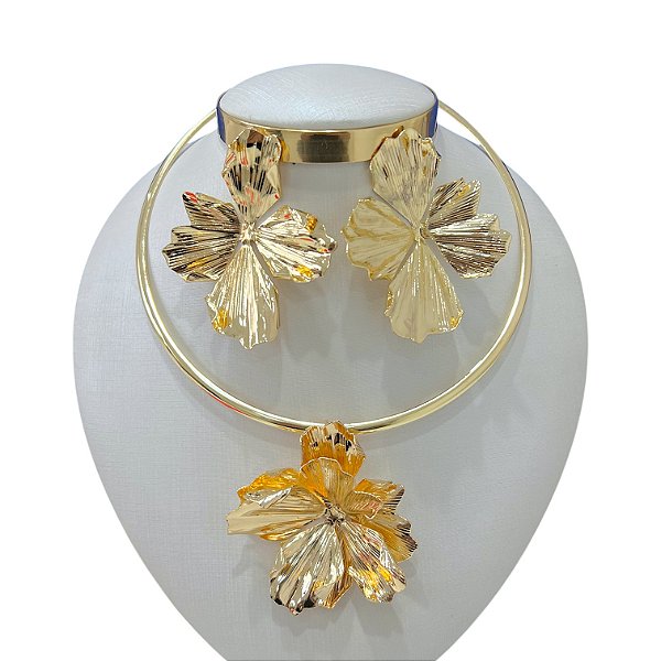 Conjunto Aro Bijuteria Flor