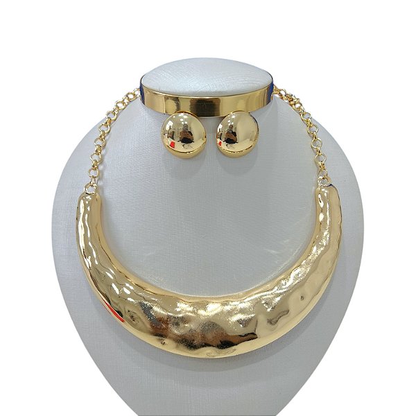 Conjunto Aro Bijuteria Chapeado