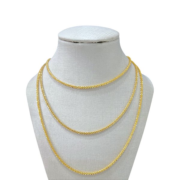 Colar Triplo Folheado Ouro 18k e Prata 925 Torcida