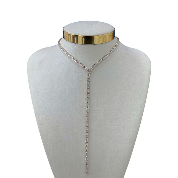 Colar Folheado Ouro 18k e Prata 925 Gravatinha Riviera