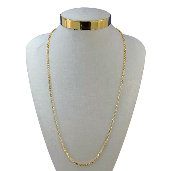 Colar Longo Folheado Ouro 18k e Prata 925 Riviera