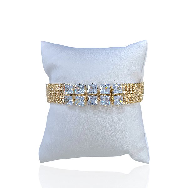 Pulseira Bijuteria Dourado e Prata Strass