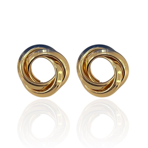 Brinco Bijuteria Dourado e Prata Elos Grande Liso