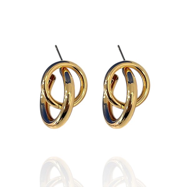 Brinco Bijuteria Dourado e Prata Elos Grande Liso