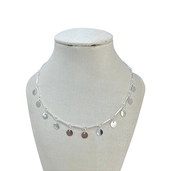 Choker Folheada Prata 925 Discos