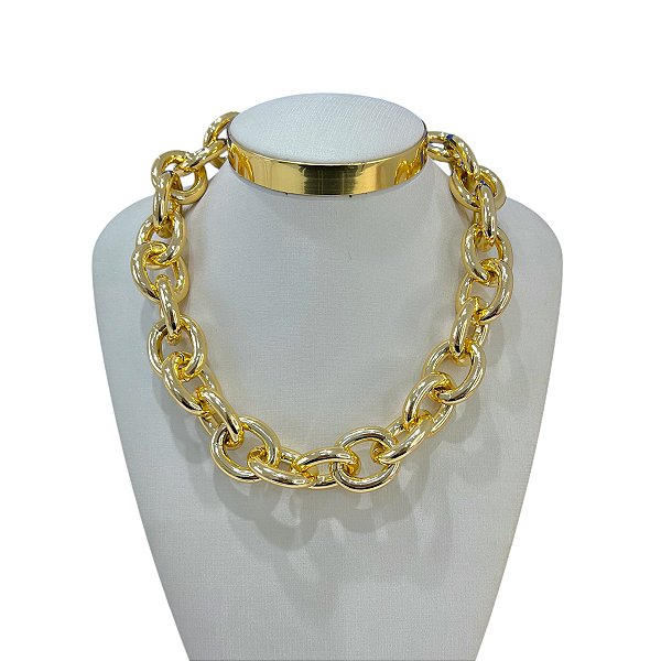 Colar Bijuteria Dourado e Prata Elos