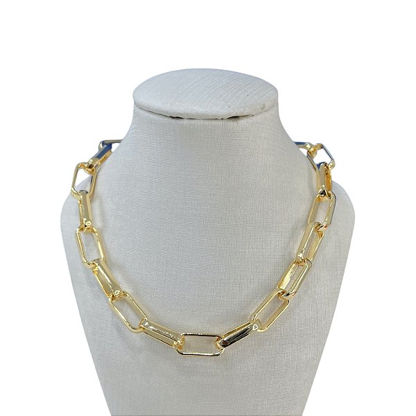 Choker Folheada Ouro 18k e Prata 925 Elos Oval Laminada