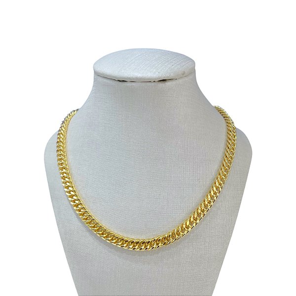 Choker Folheada Ouro 18k e Prata 925 Elos Duplo Lixada