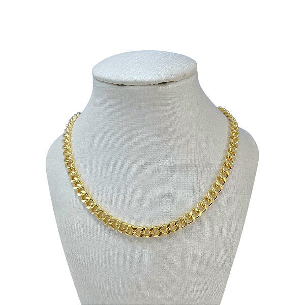 Choker Folheada Ouro 18k Elos Grume Lixada