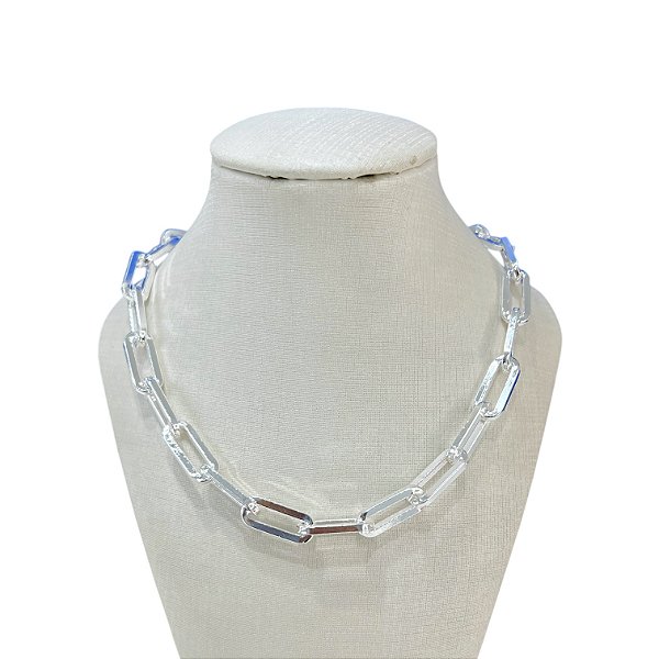 Choker Folheada Prata 925 Elos Oval Quadrado