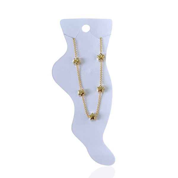 Tornozeleira Folheada Ouro 18k e Prata 925 Estrelas