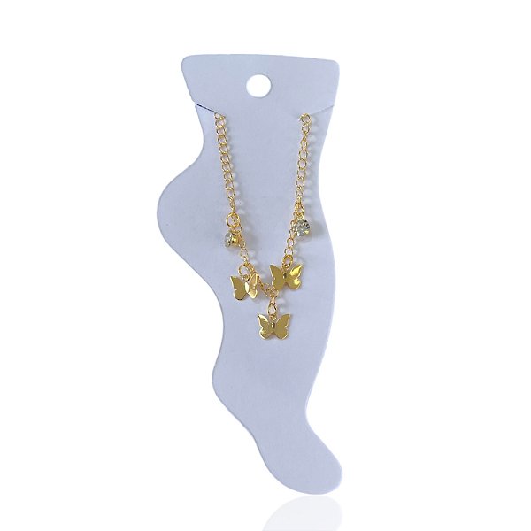 Tornozeleira Folheada Ouro 18k Borboletas