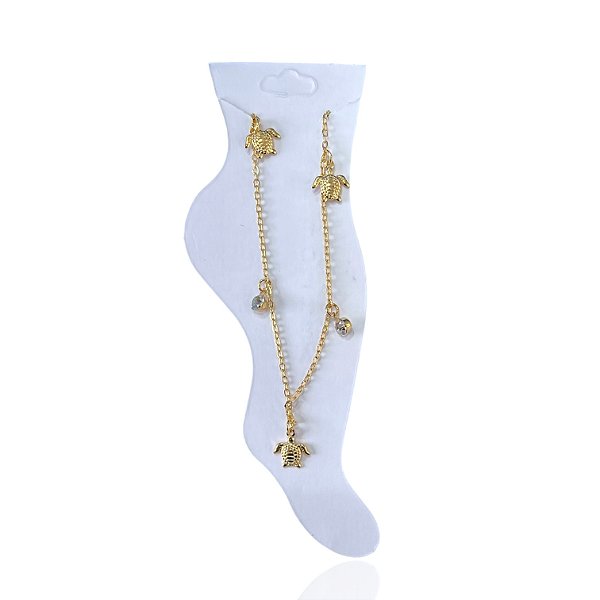Tornozeleira Folheada Ouro 18k Tartaruga