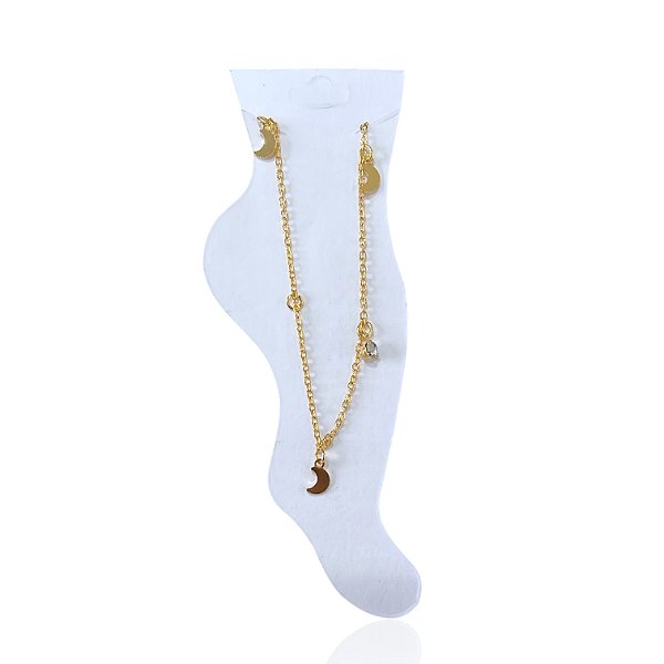 Tornozeleira Folheada Ouro 18k Lua