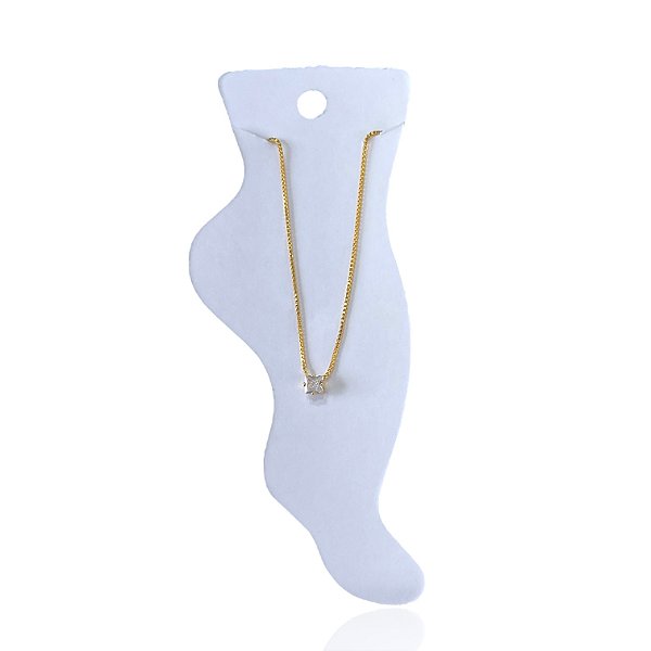 Tornozeleira Folheada Ouro 18k Ponto de Luz