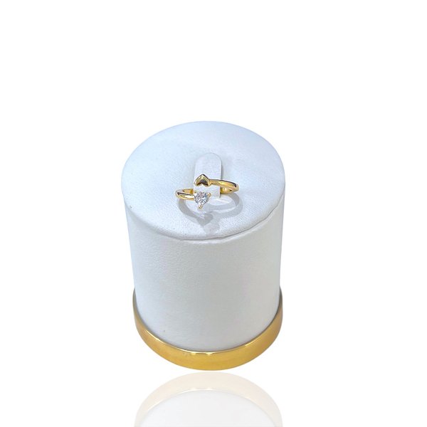 Anel Falange Ajustável Bijuteria Dourado Coração Cravejado